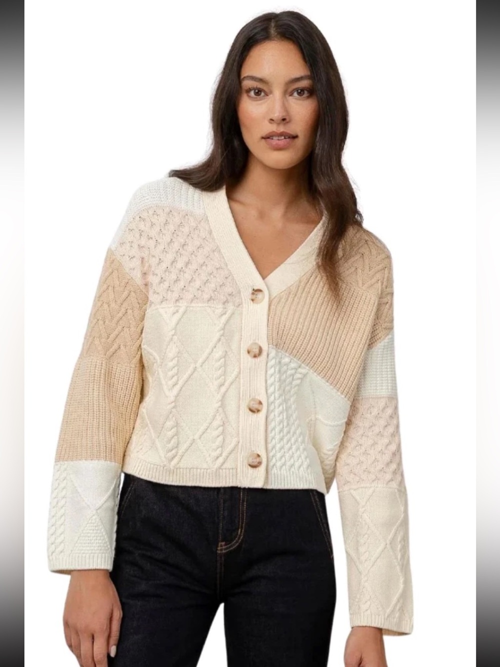 Rails Reese Cardigan Patchwork Cable